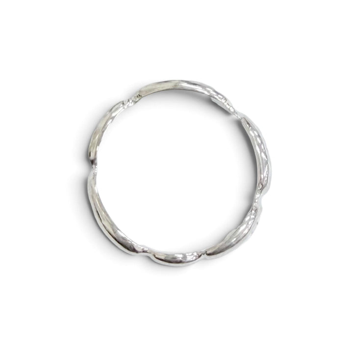 Excellent CHANEL Camellia Logo Ring, Finger Ring, Petal Motif Silver 925 Women