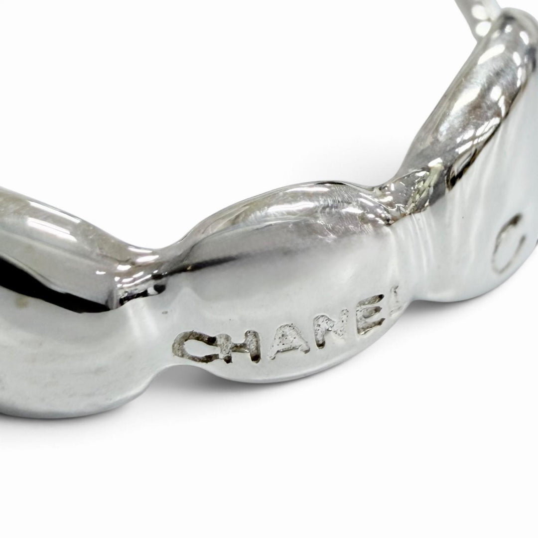 Excellent CHANEL Camellia Logo Ring, Finger Ring, Petal Motif Silver 925 Women