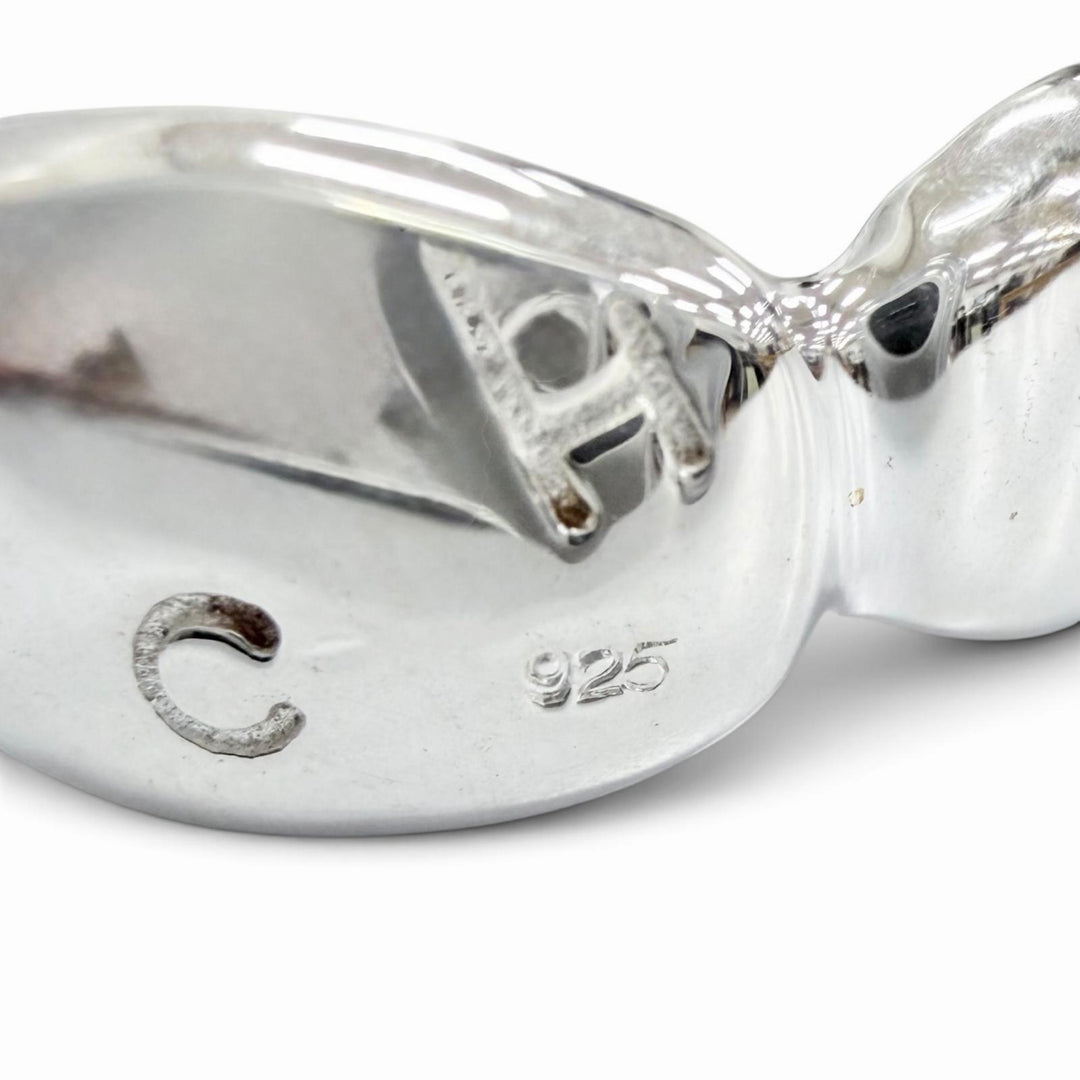 Excellent CHANEL Camellia Logo Ring, Finger Ring, Petal Motif Silver 925 Women