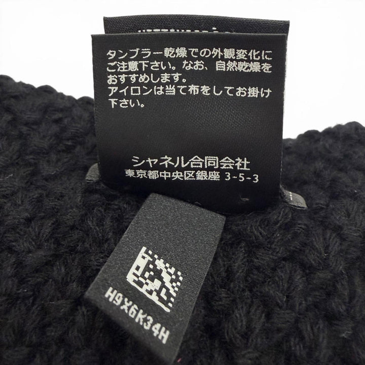 Great CHANEL Knit cap COCO Mark hat black cashmere Women