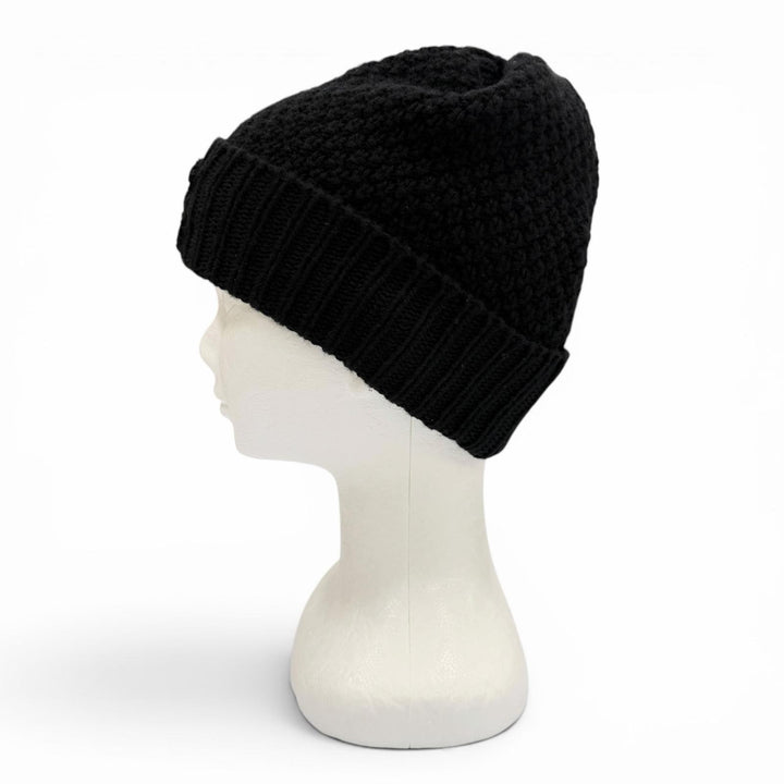 Great CHANEL Knit cap COCO Mark hat black cashmere Women