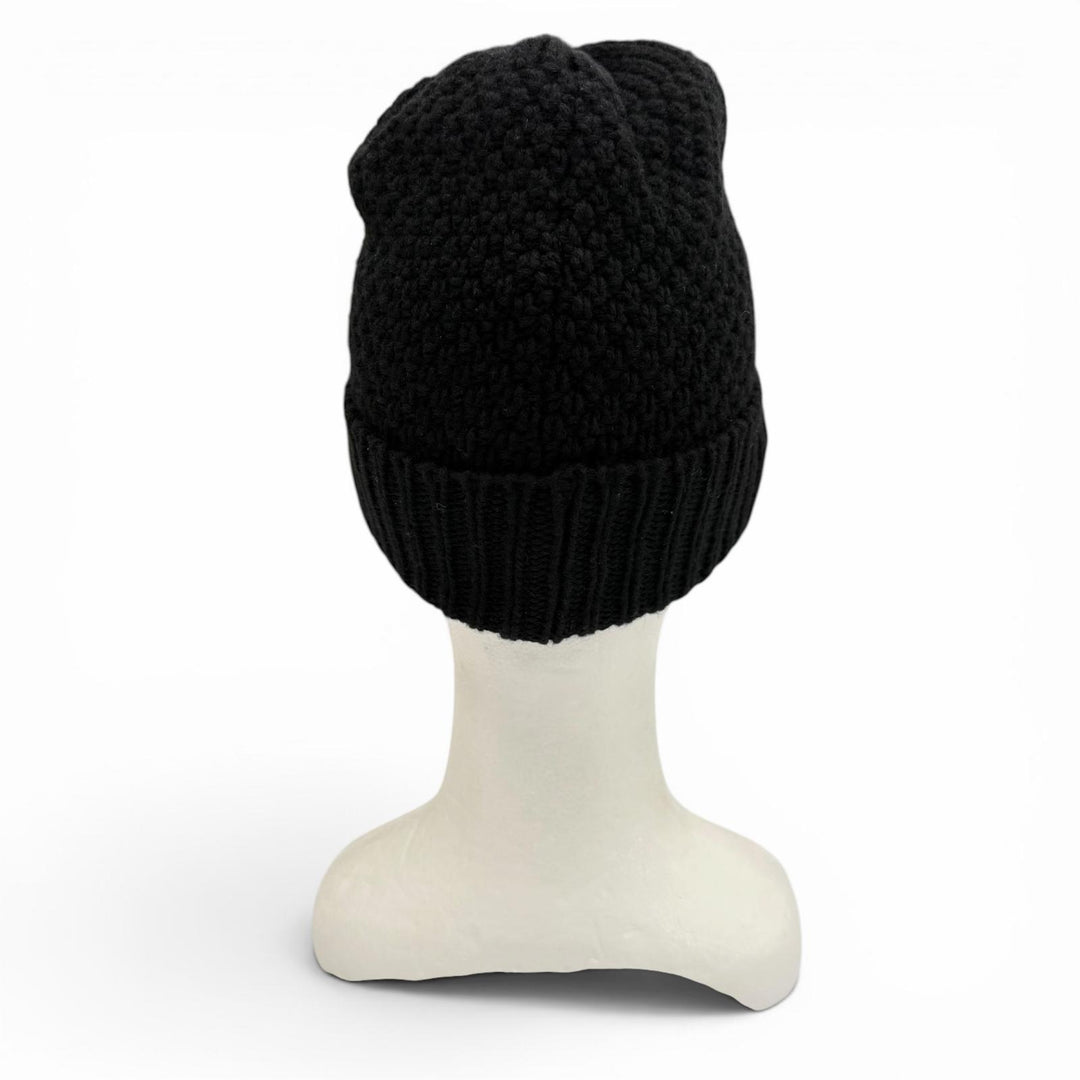 Great CHANEL Knit cap COCO Mark hat black cashmere Women
