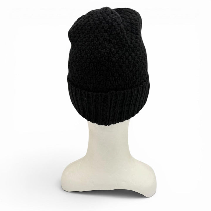 Great CHANEL Knit cap COCO Mark hat black cashmere Women