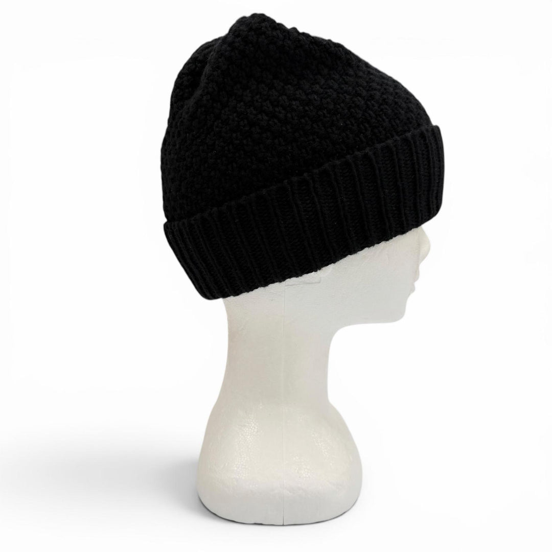 Great CHANEL Knit cap COCO Mark hat black cashmere Women