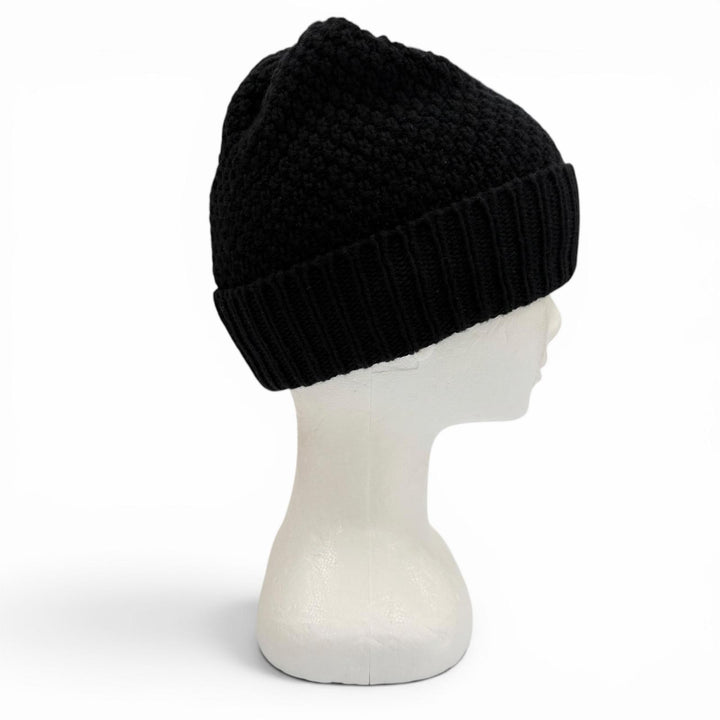 Great CHANEL Knit cap COCO Mark hat black cashmere Women
