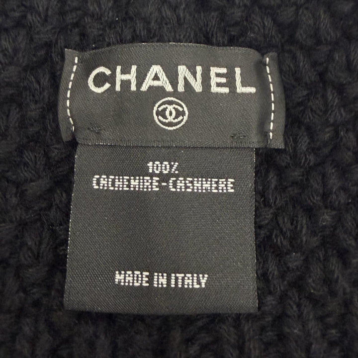Great CHANEL Knit cap COCO Mark hat black cashmere Women