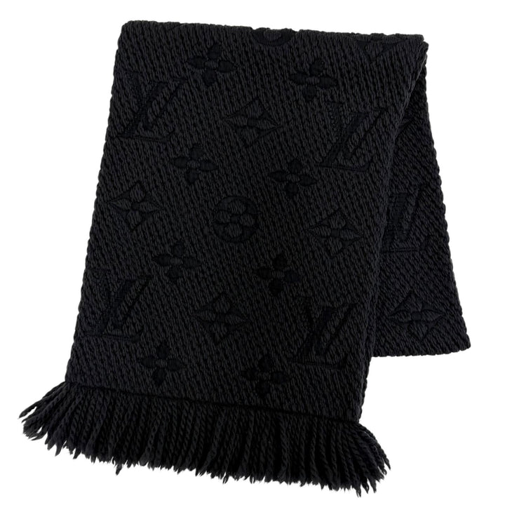 Great LOUIS VUITTON Scarf Escalp Logo Mania Monogram Black series wool M72431
