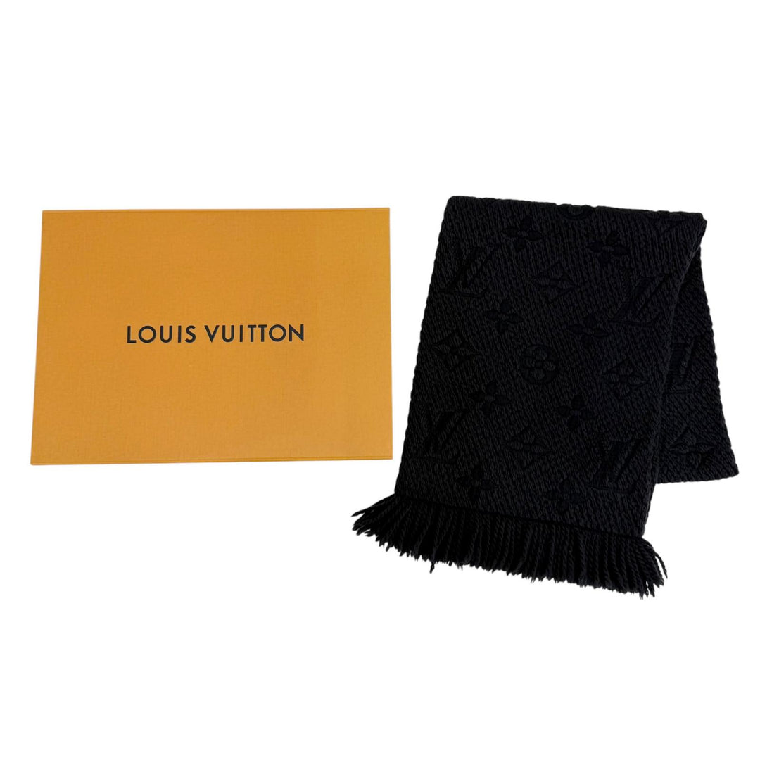Great LOUIS VUITTON Scarf Escalp Logo Mania Monogram Black series wool M72431