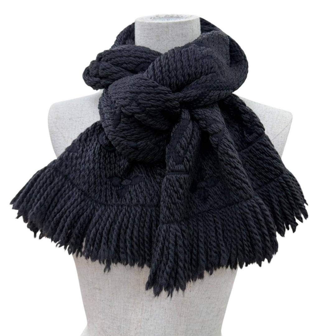 Great LOUIS VUITTON Scarf Escalp Logo Mania Monogram Black series wool M72431