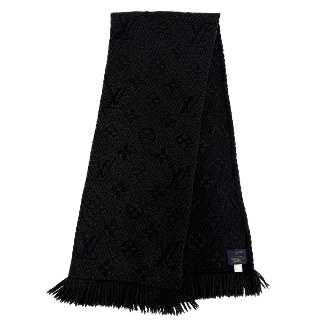 Great LOUIS VUITTON Scarf Escalp Logo Mania Monogram Black series wool M72431
