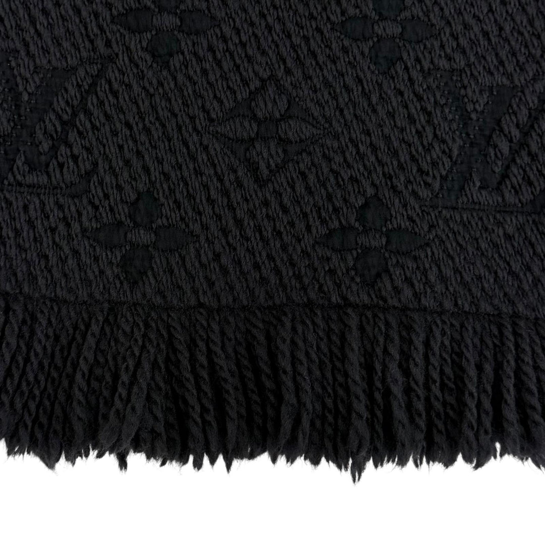 Great LOUIS VUITTON Scarf Escalp Logo Mania Monogram Black series wool M72431