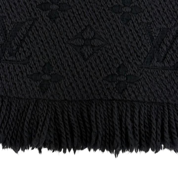 Great LOUIS VUITTON Scarf Escalp Logo Mania Monogram Black series wool M72431