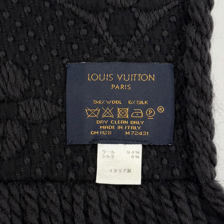 Great LOUIS VUITTON Scarf Escalp Logo Mania Monogram Black series wool M72431