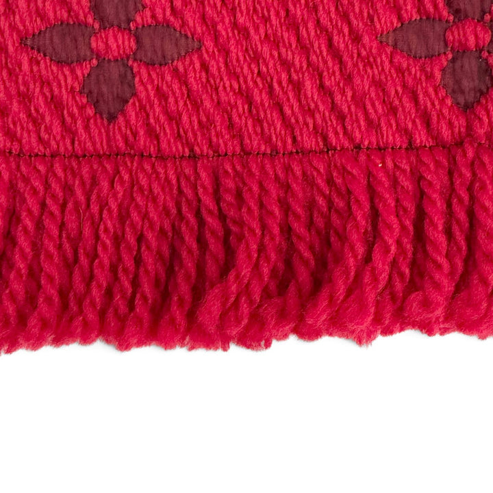 Great LOUIS VUITTON Scarf Escalp Logo Mania Monogram fringe Red wool M72432