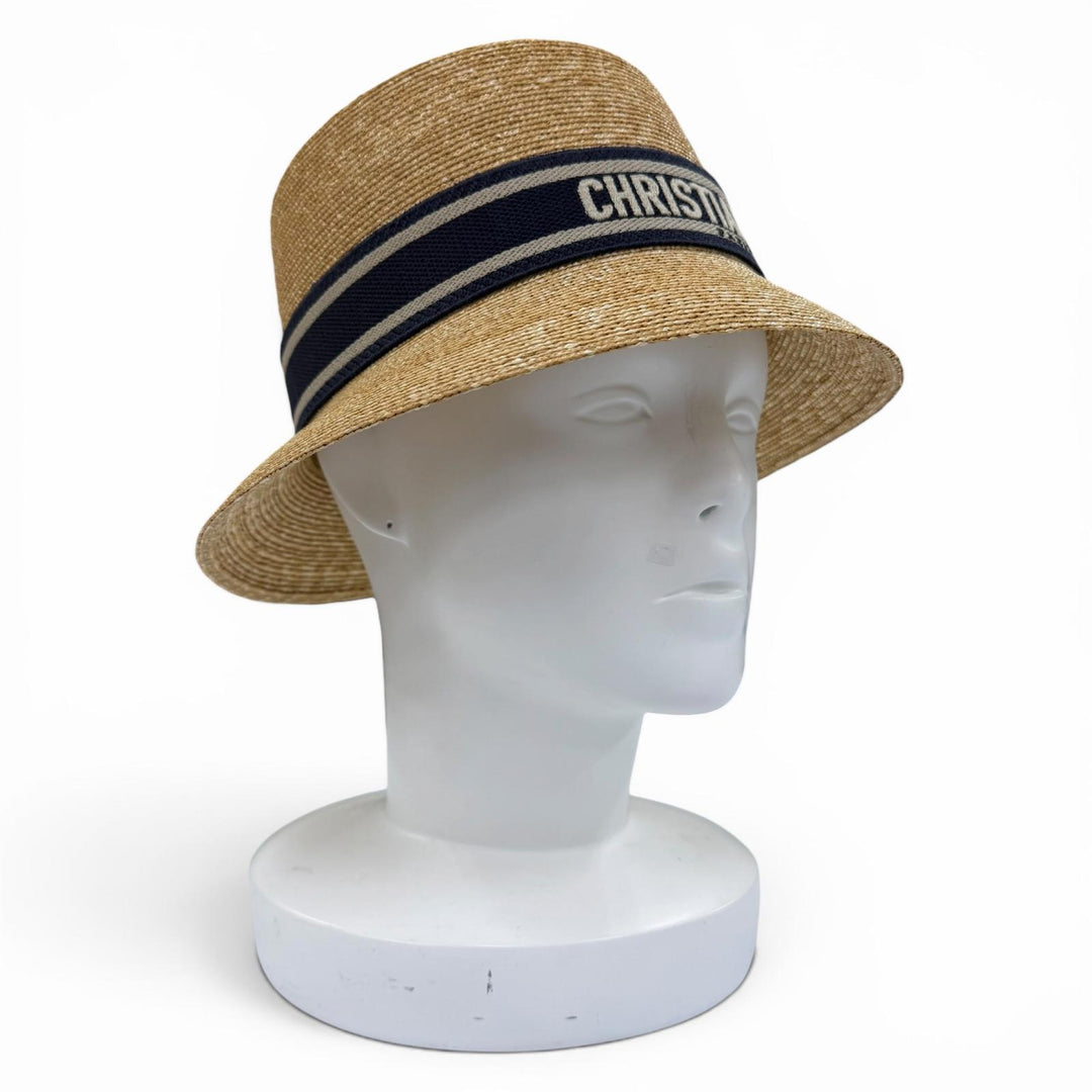 Great Christian Dior hat Logo-emblazoned straw hat bucket straw 56 11DRT952G180