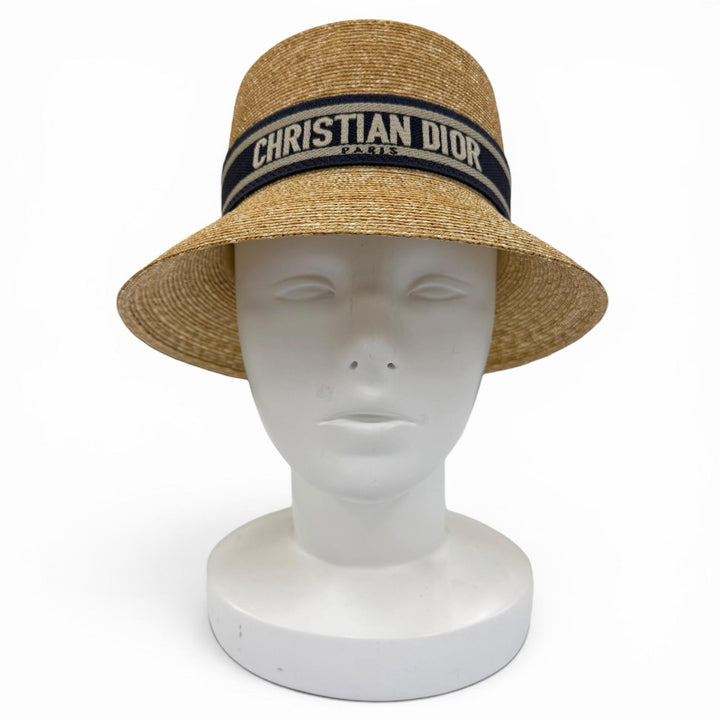 Great Christian Dior hat Logo-emblazoned straw hat bucket straw 56 11DRT952G180