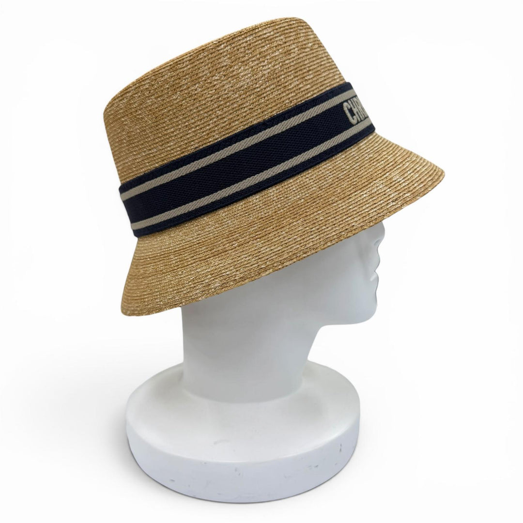 Great Christian Dior hat Logo-emblazoned straw hat bucket straw 56 11DRT952G180