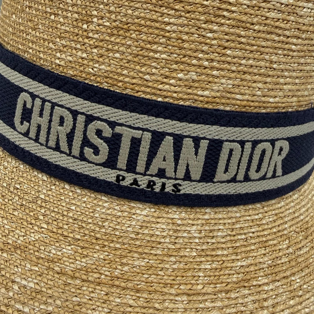 Great Christian Dior hat Logo-emblazoned straw hat bucket straw 56 11DRT952G180