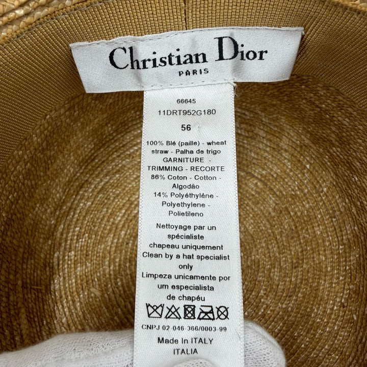 Great Christian Dior hat Logo-emblazoned straw hat bucket straw 56 11DRT952G180