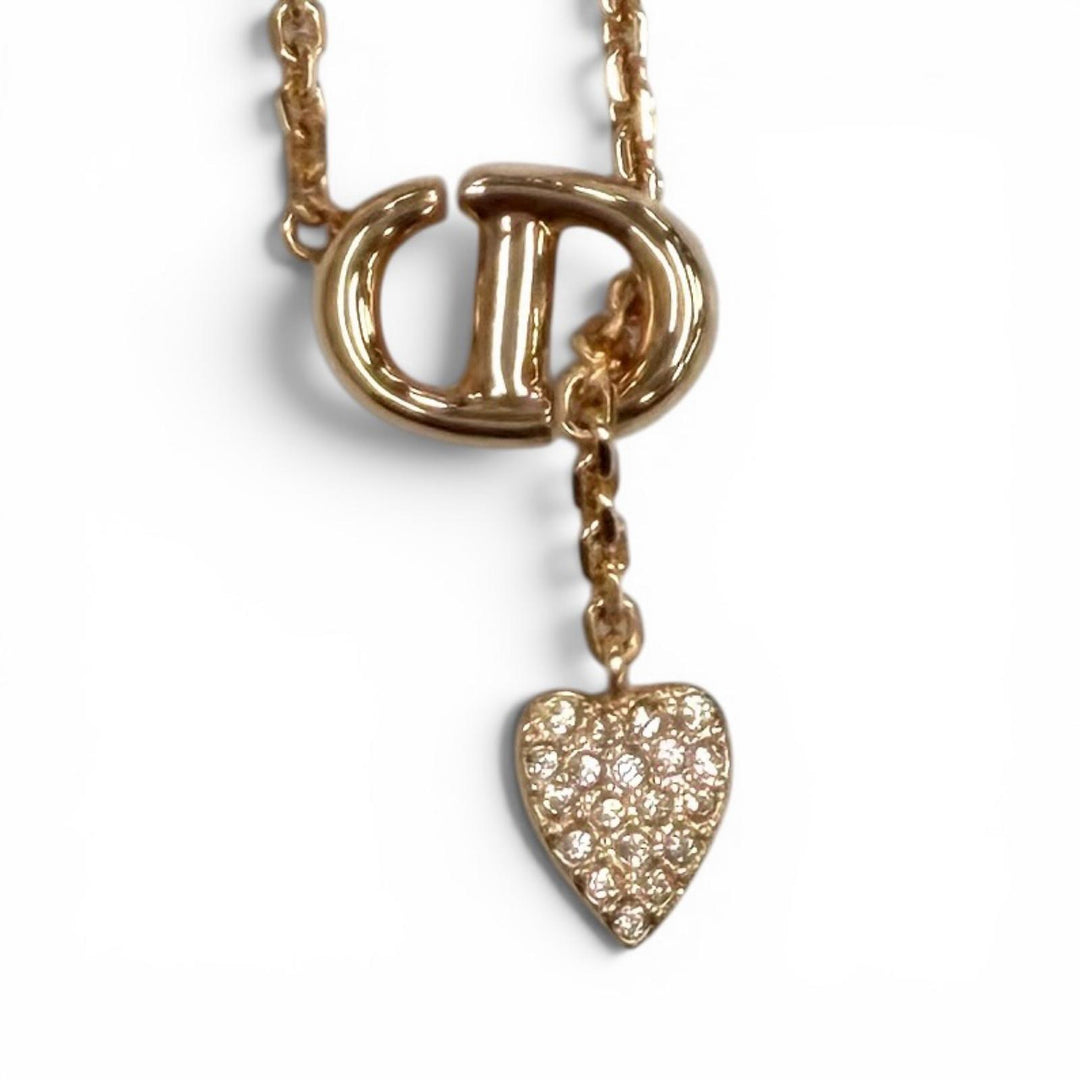 Excellent DIOR Necklace CD Navy CD navy Rhinestone heart N3118WOMCY_D03S