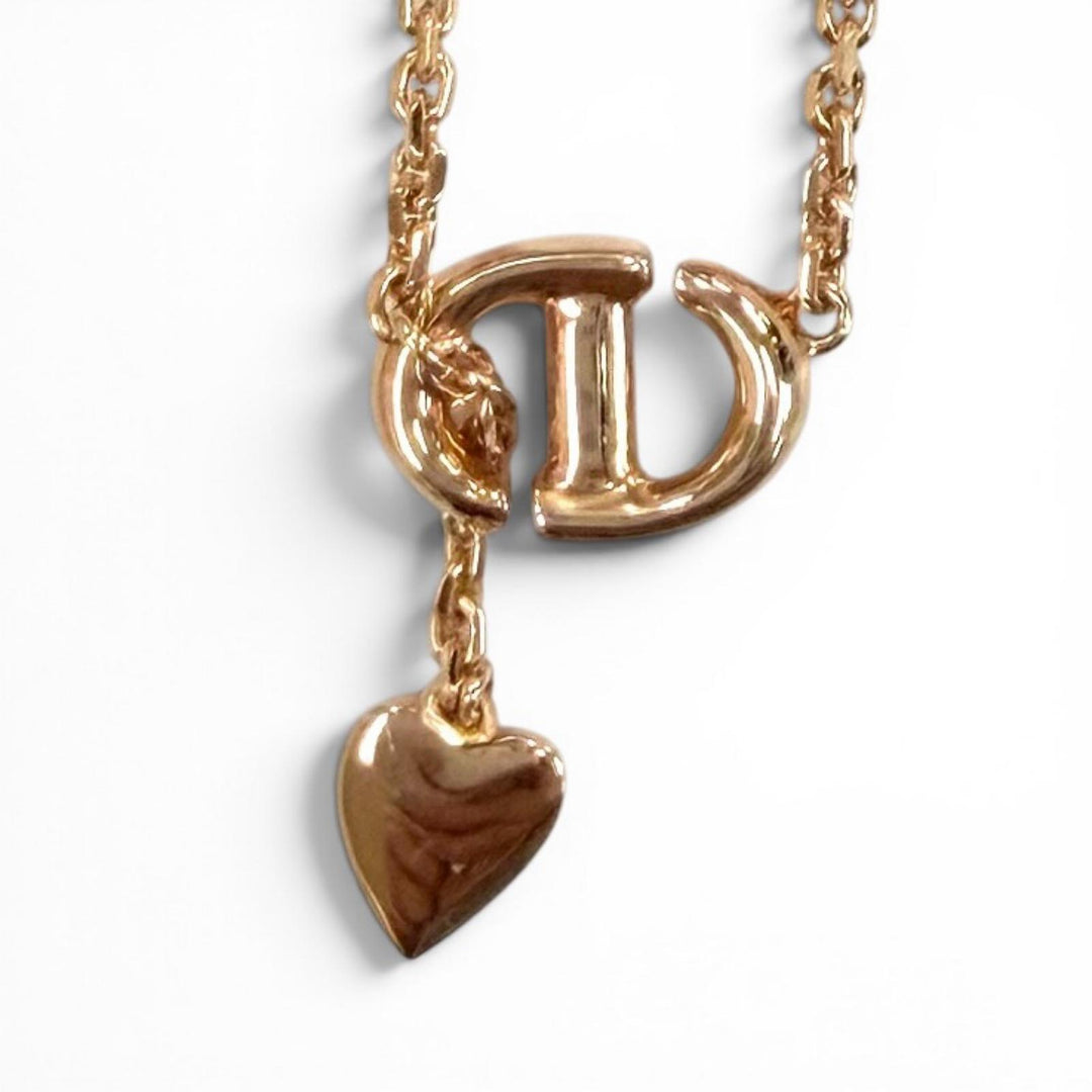 Excellent DIOR Necklace CD Navy CD navy Rhinestone heart N3118WOMCY_D03S