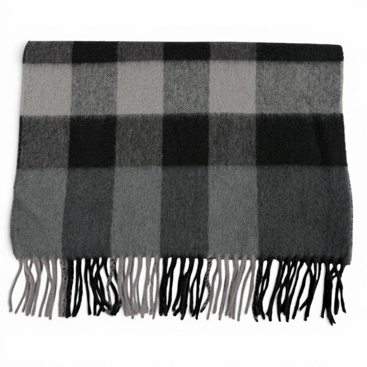Pristine BURBERRY Scarf Check Pattern with fringe black cashmere mens 3766770