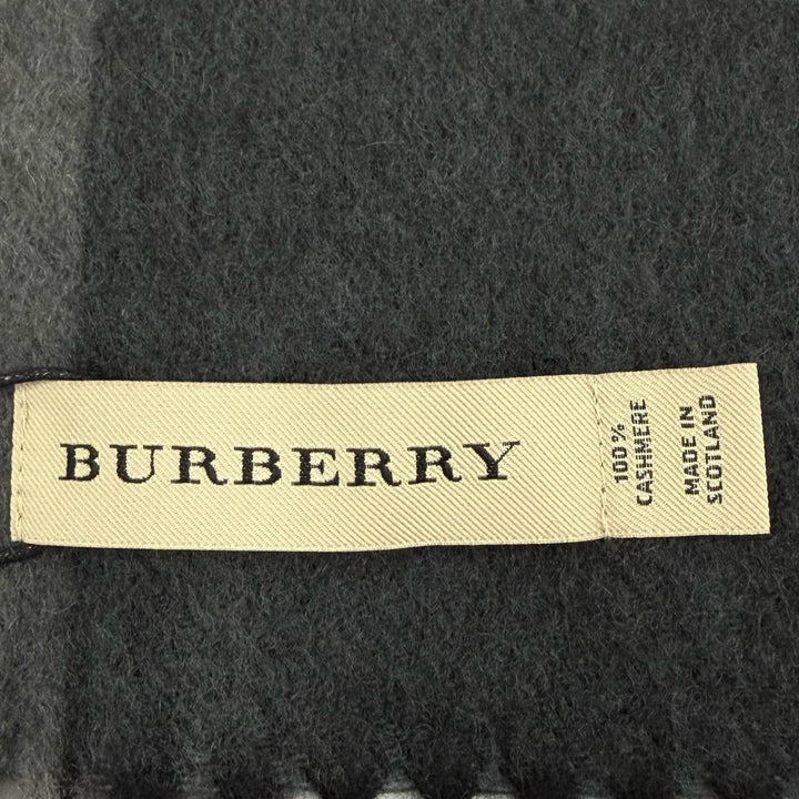 Pristine BURBERRY Scarf Check Pattern with fringe black cashmere mens 3766770