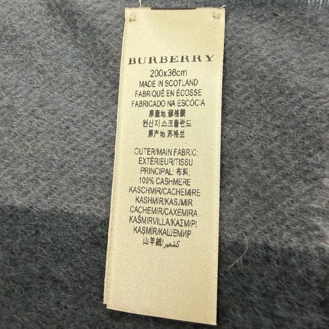 Pristine BURBERRY Scarf Check Pattern with fringe black cashmere mens 3766770