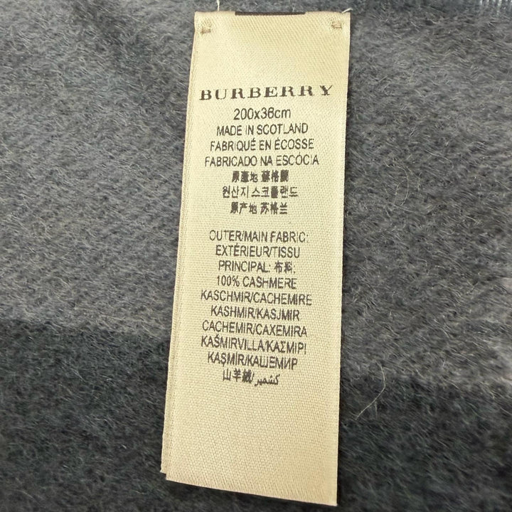 Pristine BURBERRY Scarf Check Pattern with fringe black cashmere mens 3766770