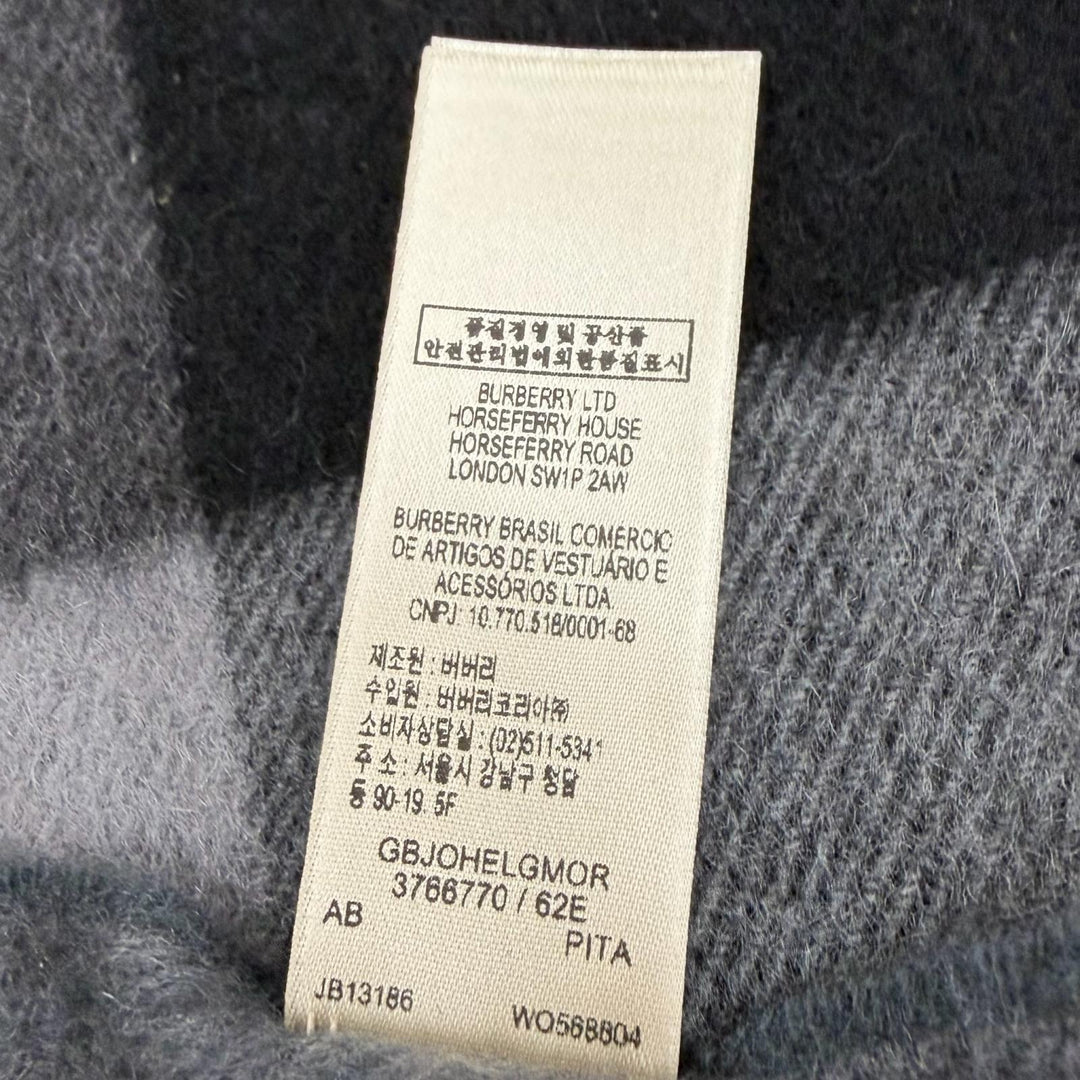 Pristine BURBERRY Scarf Check Pattern with fringe black cashmere mens 3766770