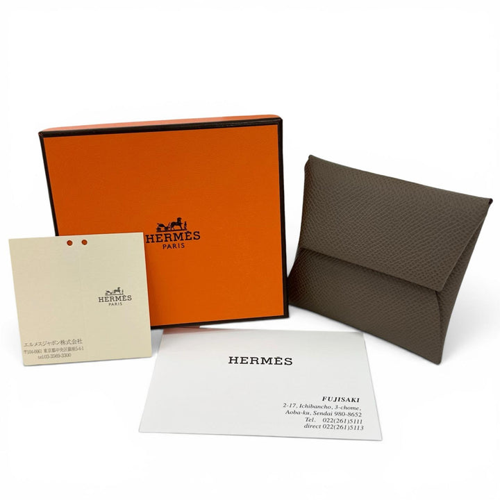Excellent HERMES Coin case Bastia Etope Epsom Leather Women