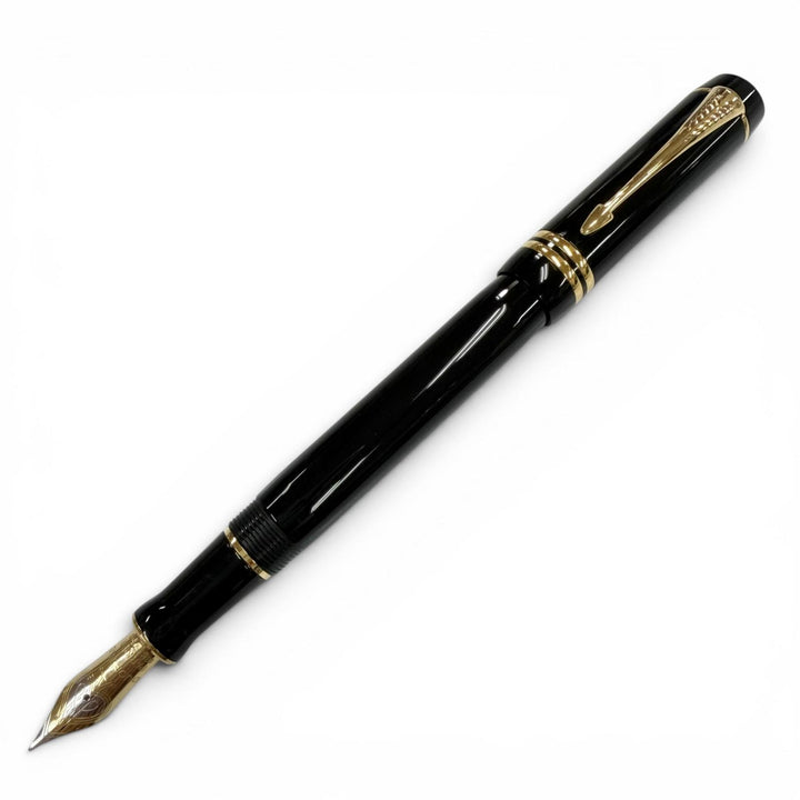 Excellent PARKER fountain pen Duofold Classic Centennial Black GT 18K mens