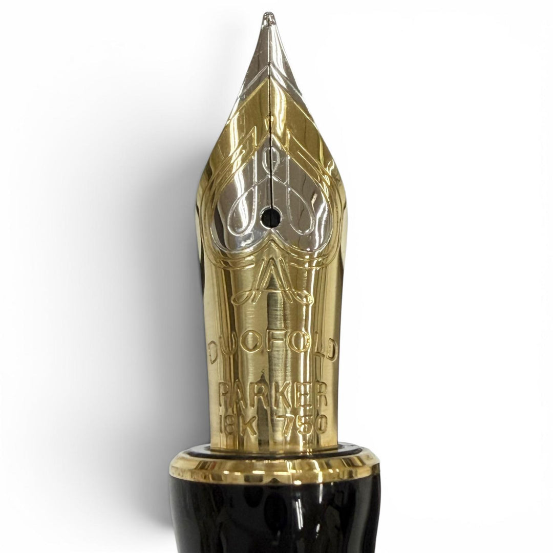 Excellent PARKER fountain pen Duofold Classic Centennial Black GT 18K mens