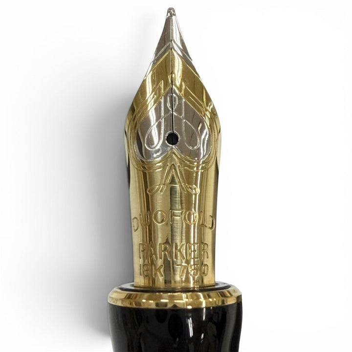 Excellent PARKER fountain pen Duofold Classic Centennial Black GT 18K mens