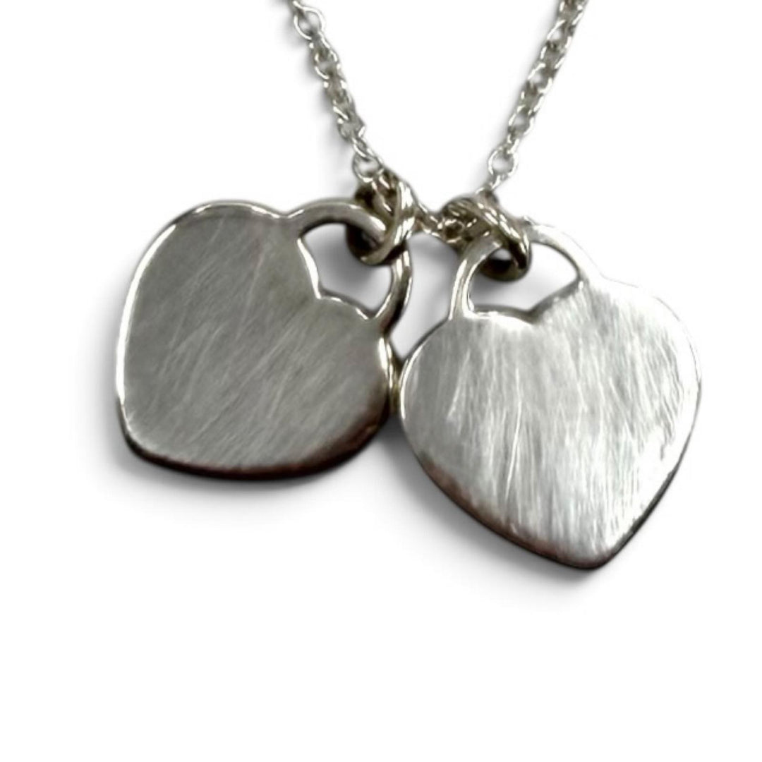 Great TIFFANY&Co. Necklace Pink Double Heart Tag Pendant Mini Silver AG925 Women
