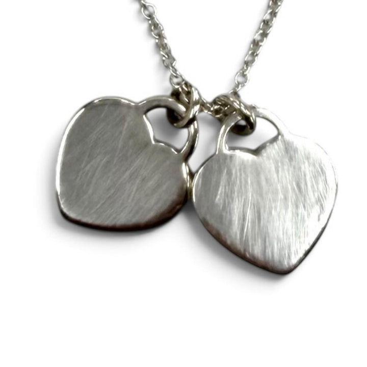 Great TIFFANY&Co. Necklace Pink Double Heart Tag Pendant Mini Silver AG925 Women