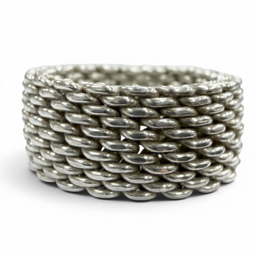 Great TIFFANY&Co. Ring ring Somerset mesh Silver 925 mens