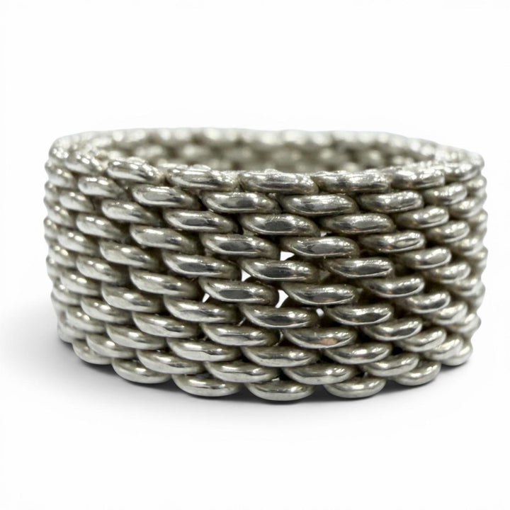 Great TIFFANY&Co. Ring ring Somerset mesh Silver 925 mens