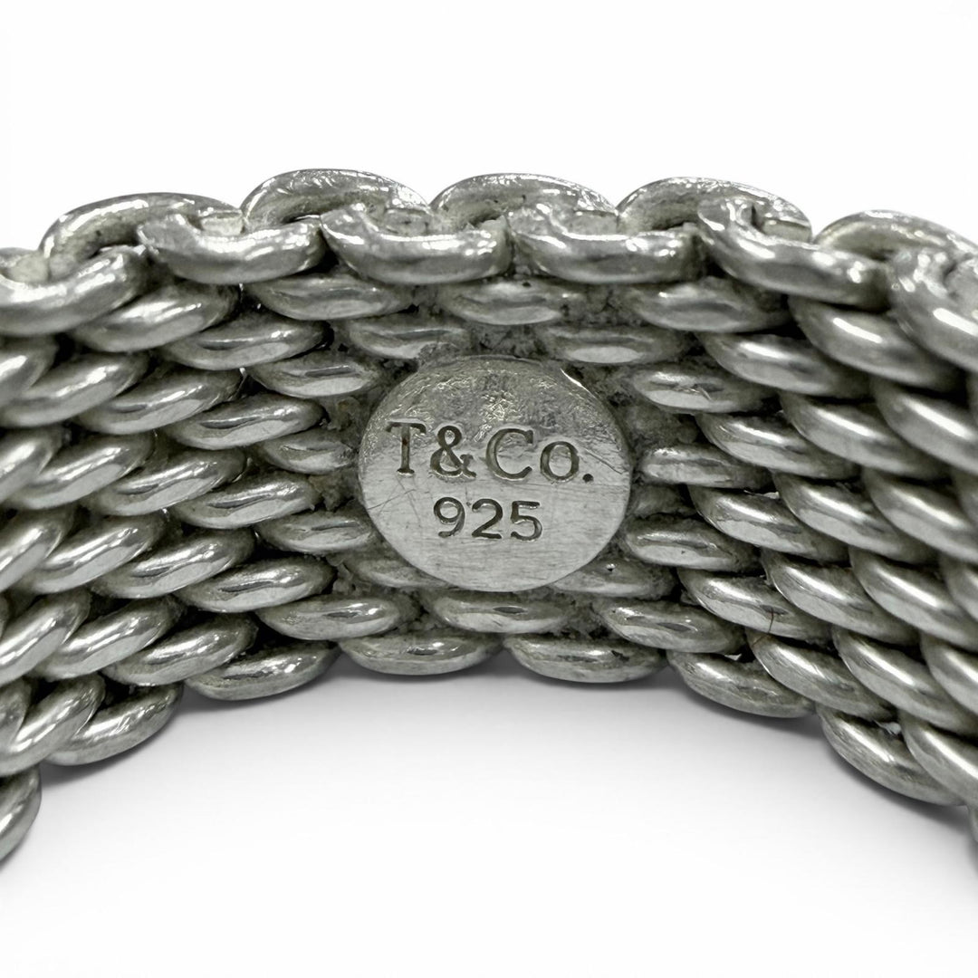 Great TIFFANY&Co. Ring ring Somerset mesh Silver 925 mens