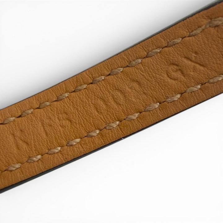 Excellent HERMES bracelet Croisier Double Tour black leather mens