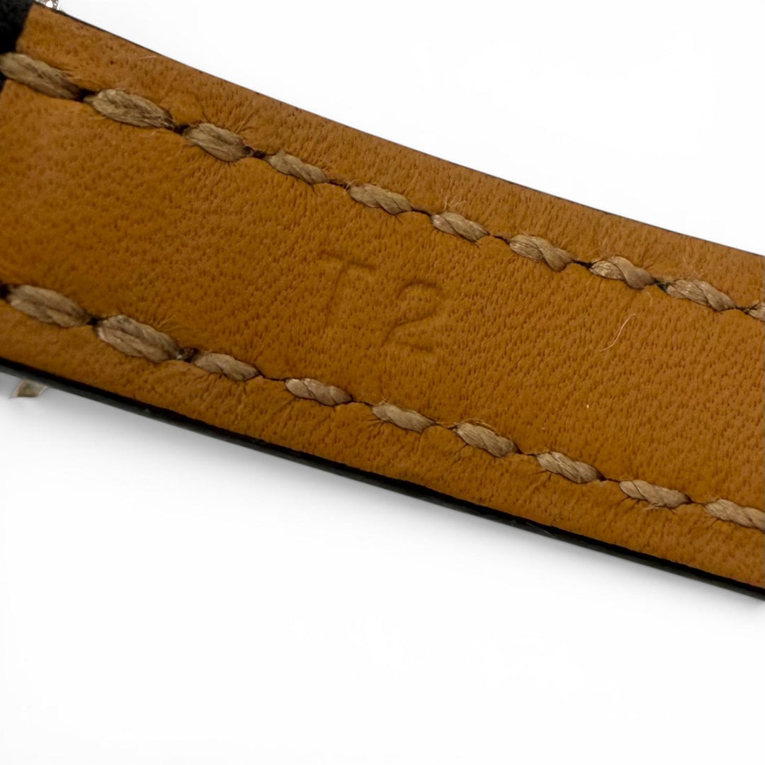 Excellent HERMES bracelet Croisier Double Tour black leather mens