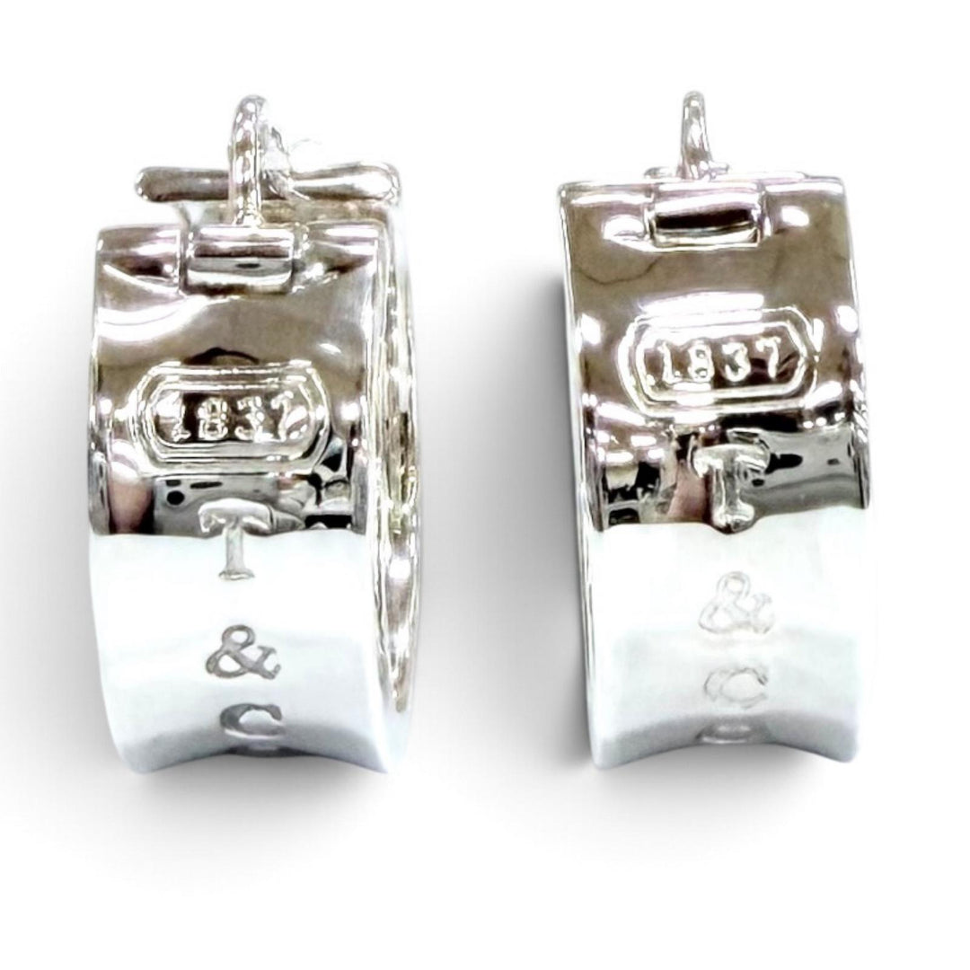 Excellent TIFFANY&Co. Pierce 1837 Narrow Hoop Earrings Silver 925 Women
