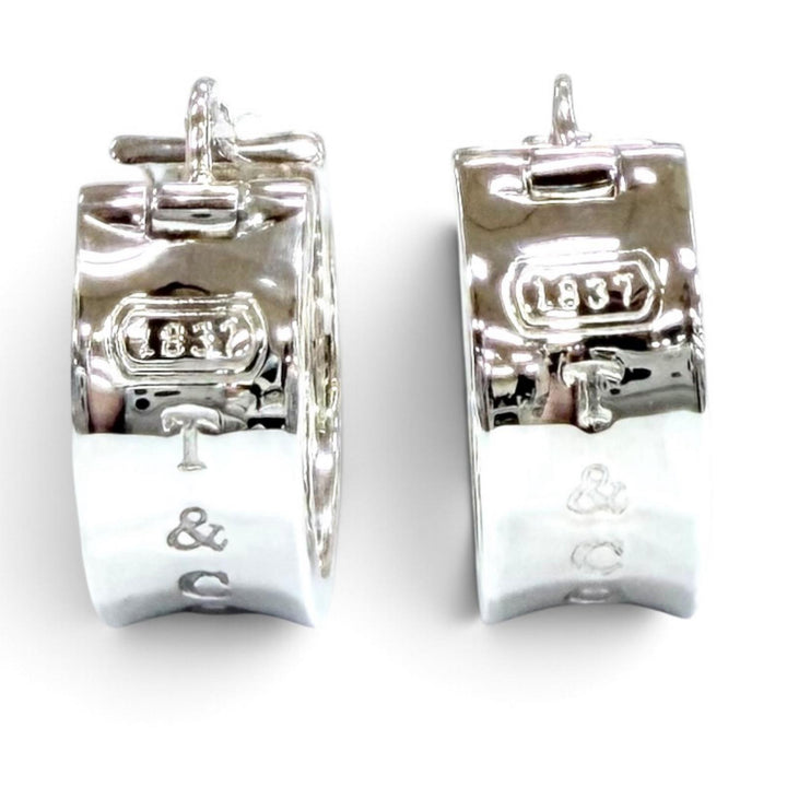 Excellent TIFFANY&Co. Pierce 1837 Narrow Hoop Earrings Silver 925 Women