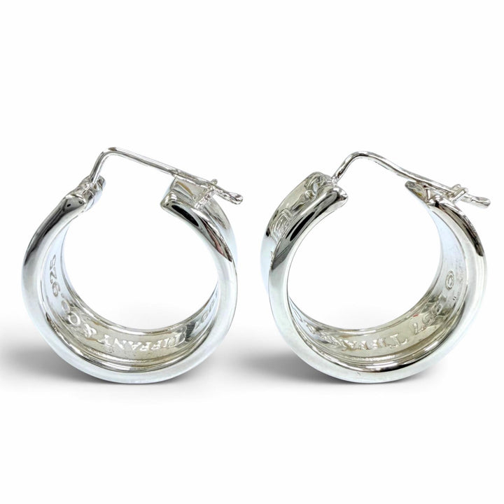 Excellent TIFFANY&Co. Pierce 1837 Narrow Hoop Earrings Silver 925 Women