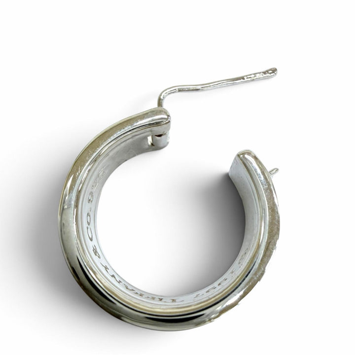 Excellent TIFFANY&Co. Pierce 1837 Narrow Hoop Earrings Silver 925 Women