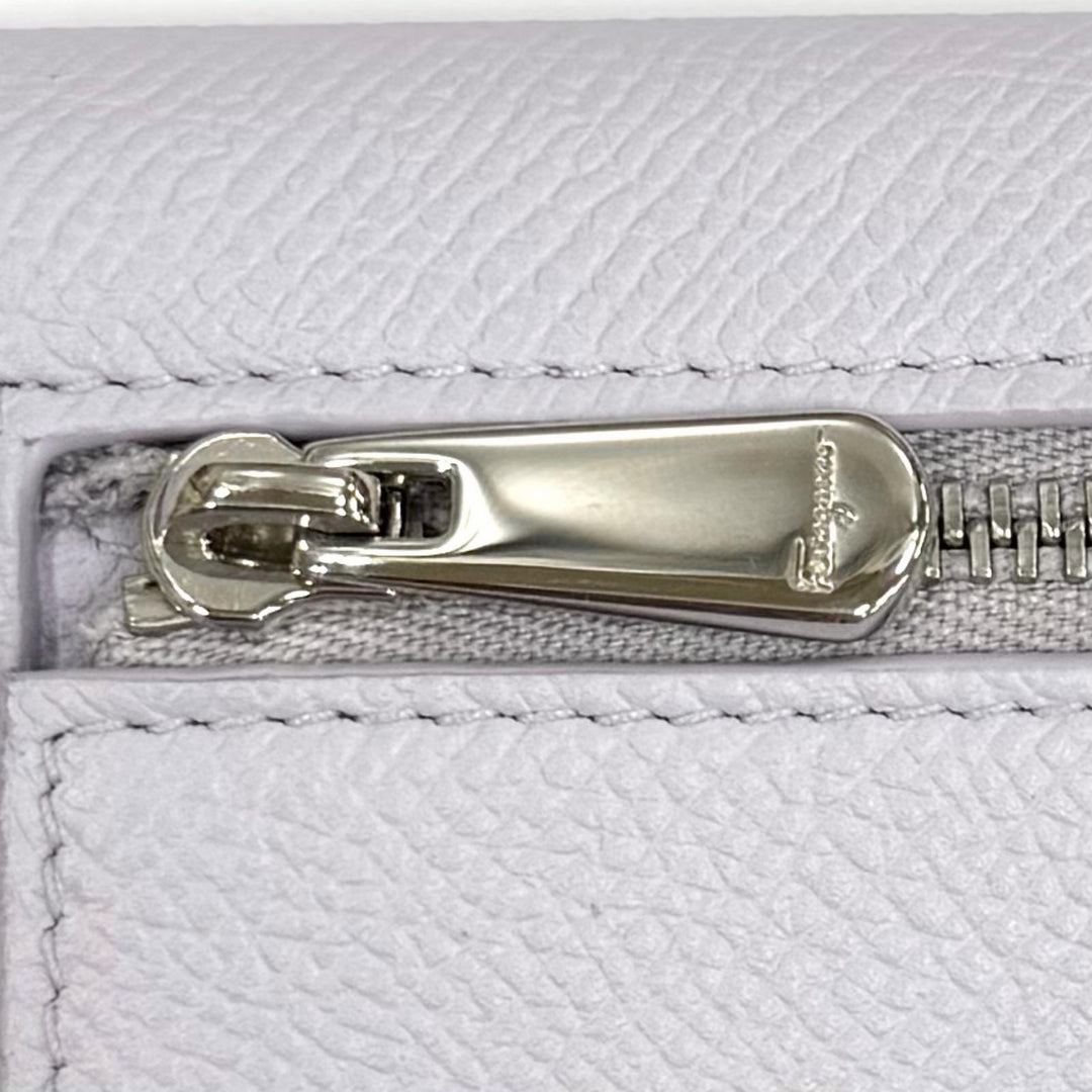 Pristine FERRAGAMO Purse Double Gancini Leather Long Wallet leather 22D 779