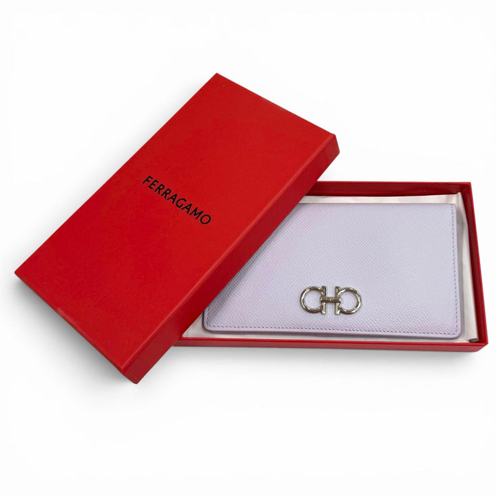 Pristine FERRAGAMO Purse Double Gancini Leather Long Wallet leather 22D 779