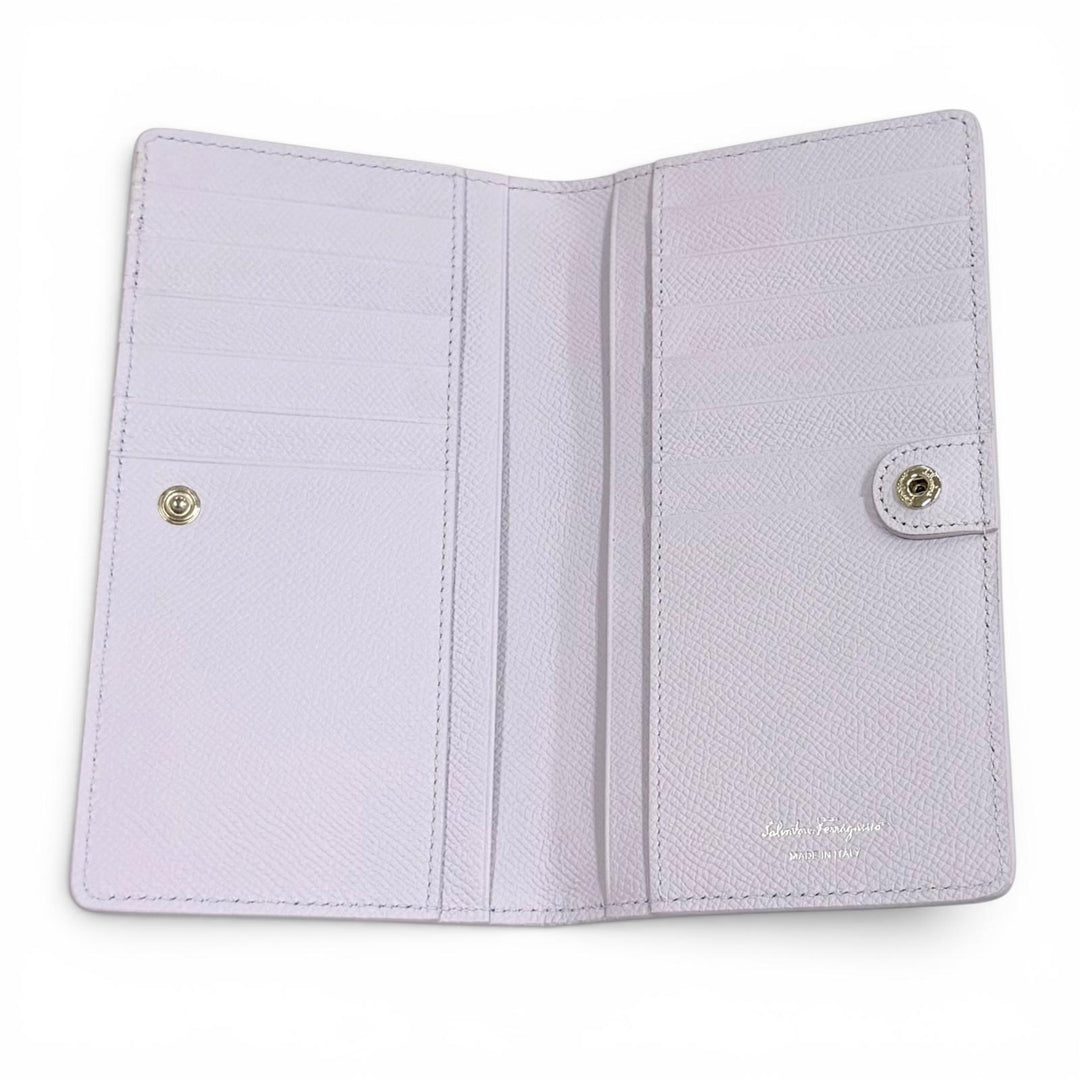 Pristine FERRAGAMO Purse Double Gancini Leather Long Wallet leather 22D 779