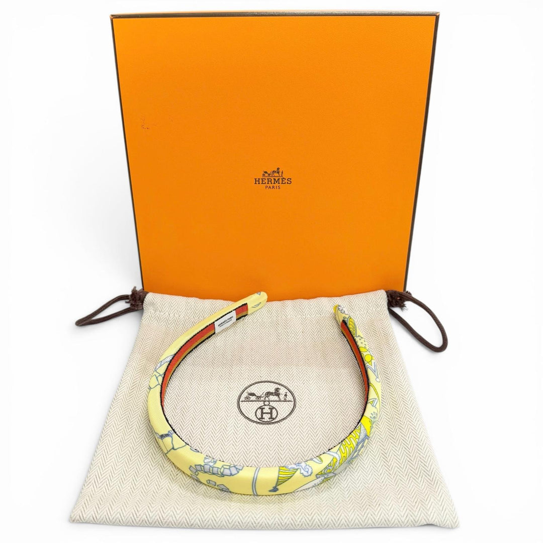 Pristine HERMES Katyusha Elsa headband hair band hair accessory Yellow silk