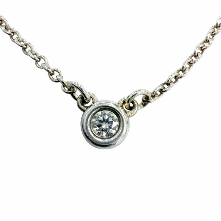 Excellent TIFFANY&Co. Necklace By the Yard Single Diamond Pendant Silver AG925